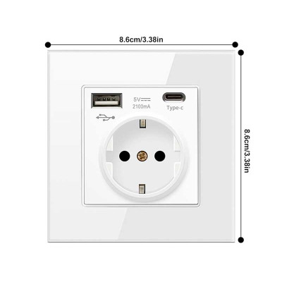 Gniazdo Suko z USB i typem C 2.1A